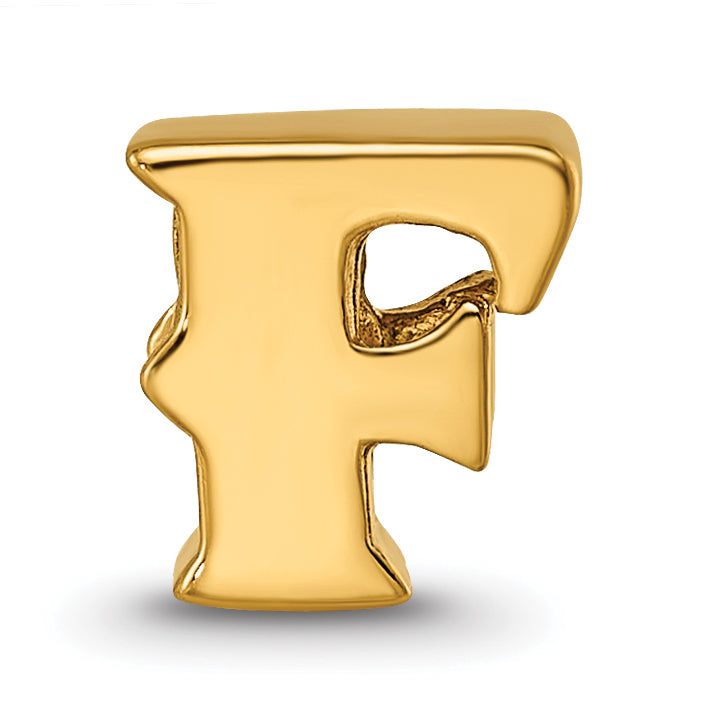 Sterling Silver Gold-Plated Letter F Bead with Polished Finish