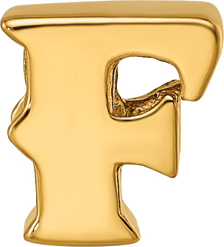 Sterling Silver Gold-Plated Letter F Bead with Polished Finish