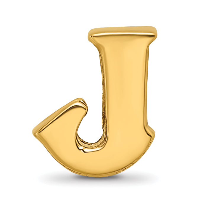 Sterling Silver 925 Gold-Plated Letter J Bead with Polished Finish