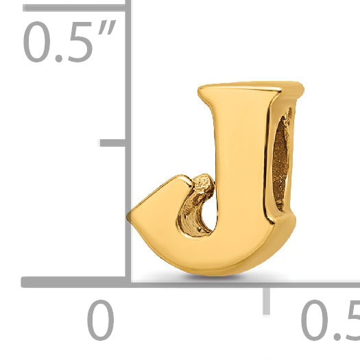 Sterling Silver 925 Gold-Plated Letter J Bead with Polished Finish