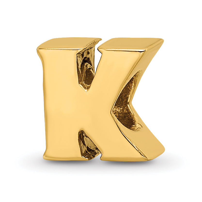 Sterling Silver Gold-plated Reflections Letter K Bead