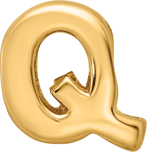 Sterling Silver Gold-Plated Letter Q Bead with Polished Finish by Sophia Jewelers