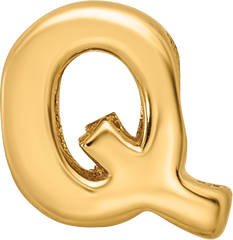 Sterling Silver Gold-Plated Letter Q Bead with Polished Finish by Sophia Jewelers