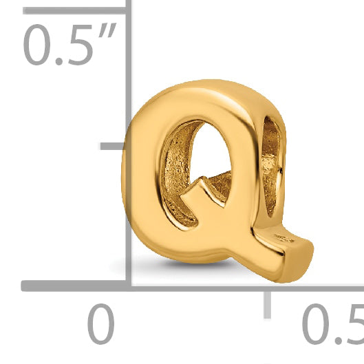 Sterling Silver Gold-Plated Letter Q Bead with Polished Finish by Sophia Jewelers