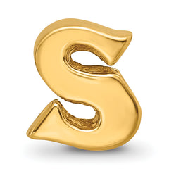 Sterling Silver Gold-Plated Letter S Bead with Polished Finish