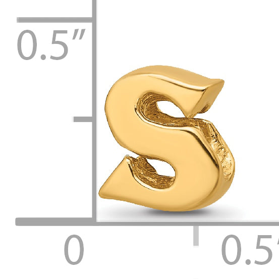 Sterling Silver Gold-Plated Letter S Bead with Polished Finish