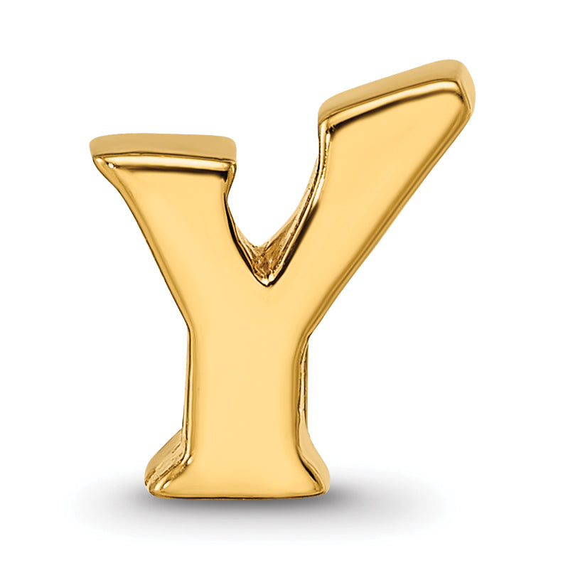 Sterling Silver 925 Gold-Plated Letter Y Bead with Polished Finish