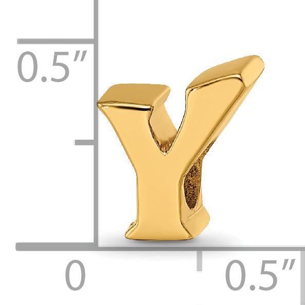 Sterling Silver 925 Gold-Plated Letter Y Bead with Polished Finish