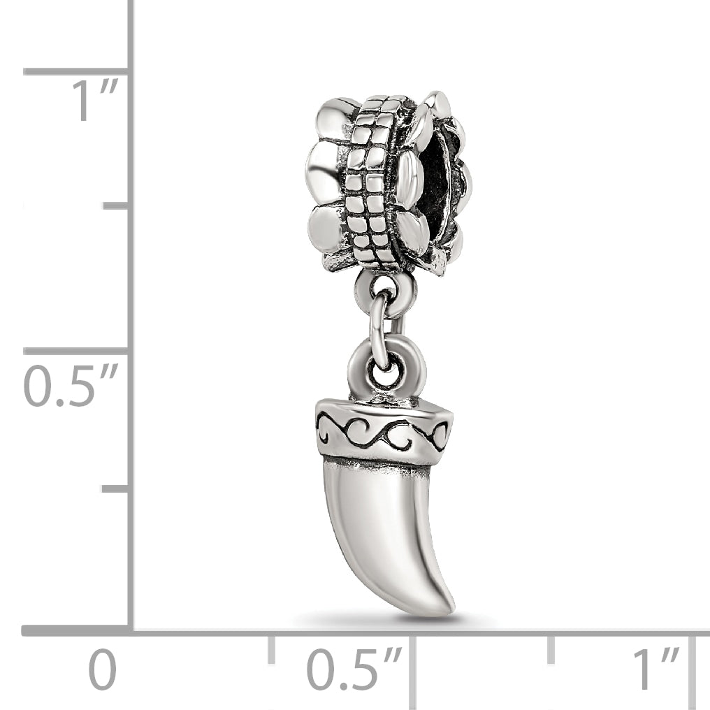 Sterling Silver 925 Tiger Claw Dangle Bead with Antiqued Finish