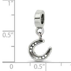 Sterling Silver 925 Horseshoe Dangle Bead with Antiqued Finish Elegant Charm