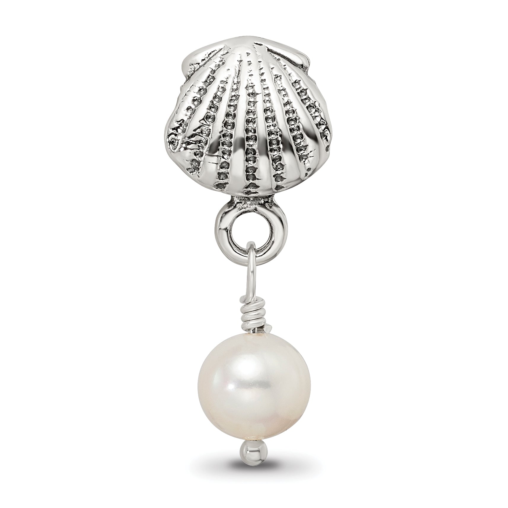 Sterling Silver 925 Pearl Dangle Bead with Antique Finish Elegant Design