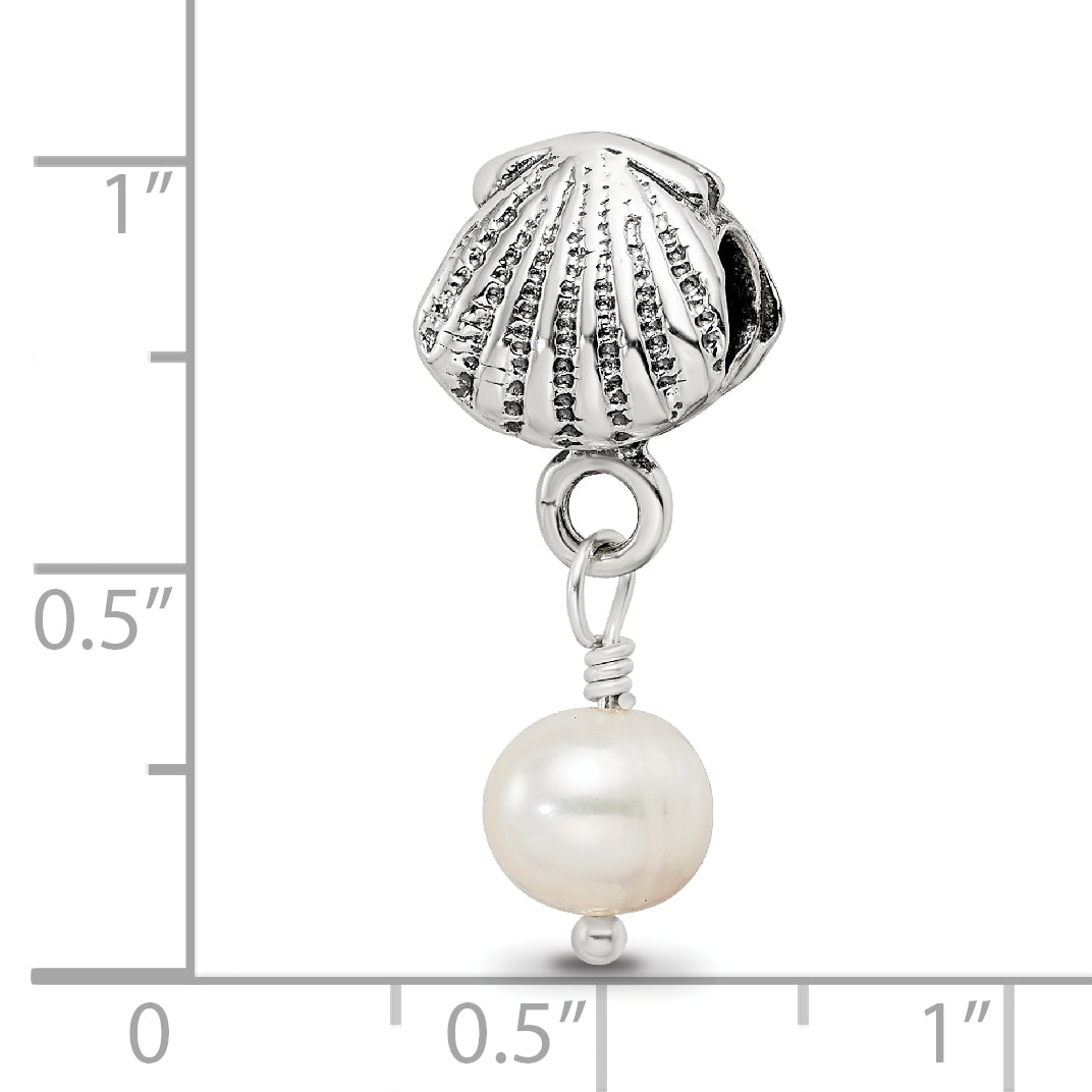 Sterling Silver 925 Pearl Dangle Bead with Antique Finish Elegant Design