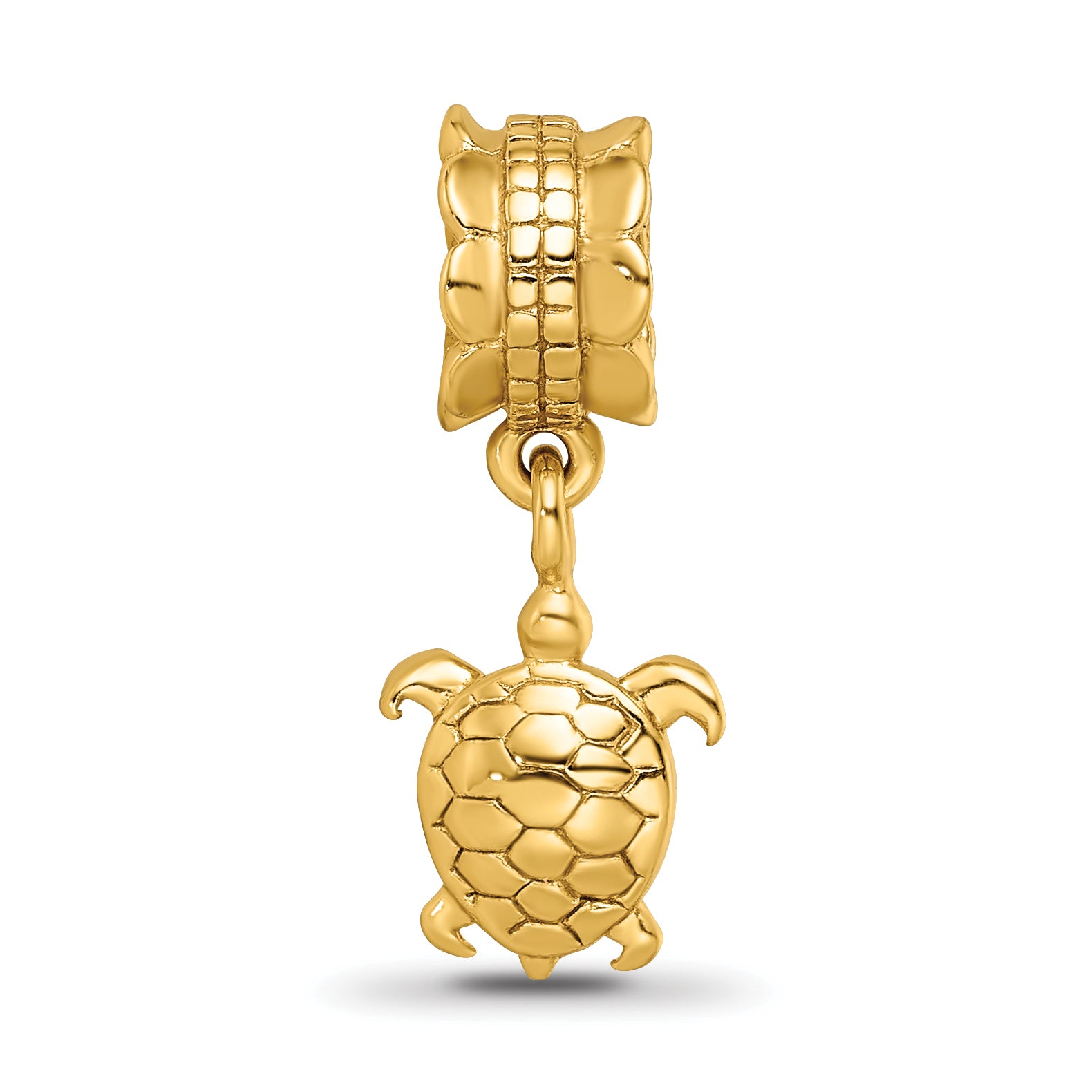 Sterling Silver Gold-Plated Turtle Dangle Bead with Polished Finish