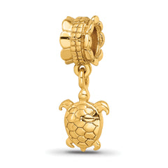 Sterling Silver Gold-plated Reflections Turtle Dangle Bead