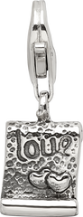 Sterling Silver 925 Dangle Bead with Antiqued Love Note Design