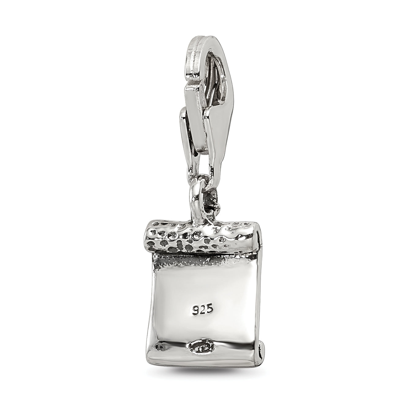 Sterling Silver 925 Dangle Bead with Antiqued Love Note Design