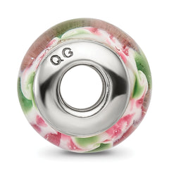 Sterling Silver Reflections Pink/Green Hand-blown Glass Bead