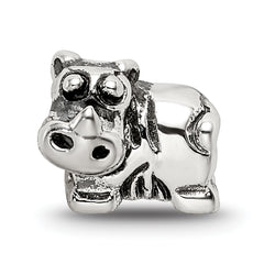 Sterling Silver 925 Kids Rhino Bead with Antiqued Finish Solid Design