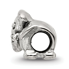 Sterling Silver 925 Antiqued Kids Elephant Bead Solid Cast Design