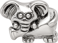 Sterling Silver 925 Antiqued Kids Elephant Bead Solid Cast Design