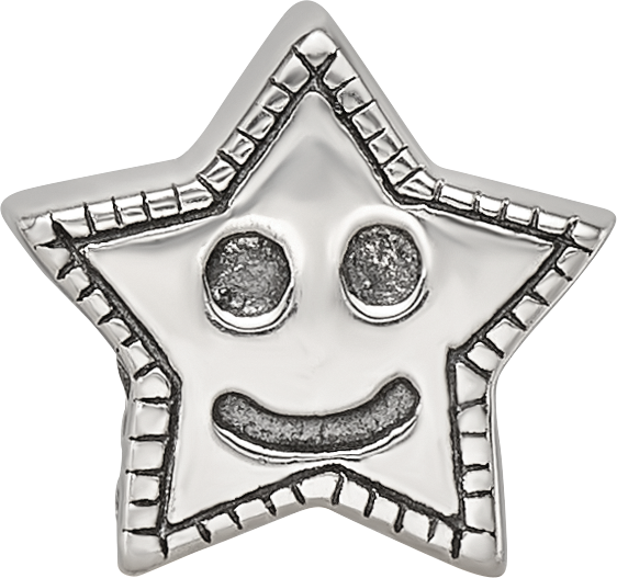 Sterling Silver Reflections Kids Smiley Star Bead