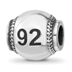 Sterling Silver Reflection Personalized Baseball Bead