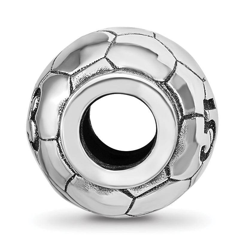 Sterling Silver Reflection Personalized Soccer Ball Bead