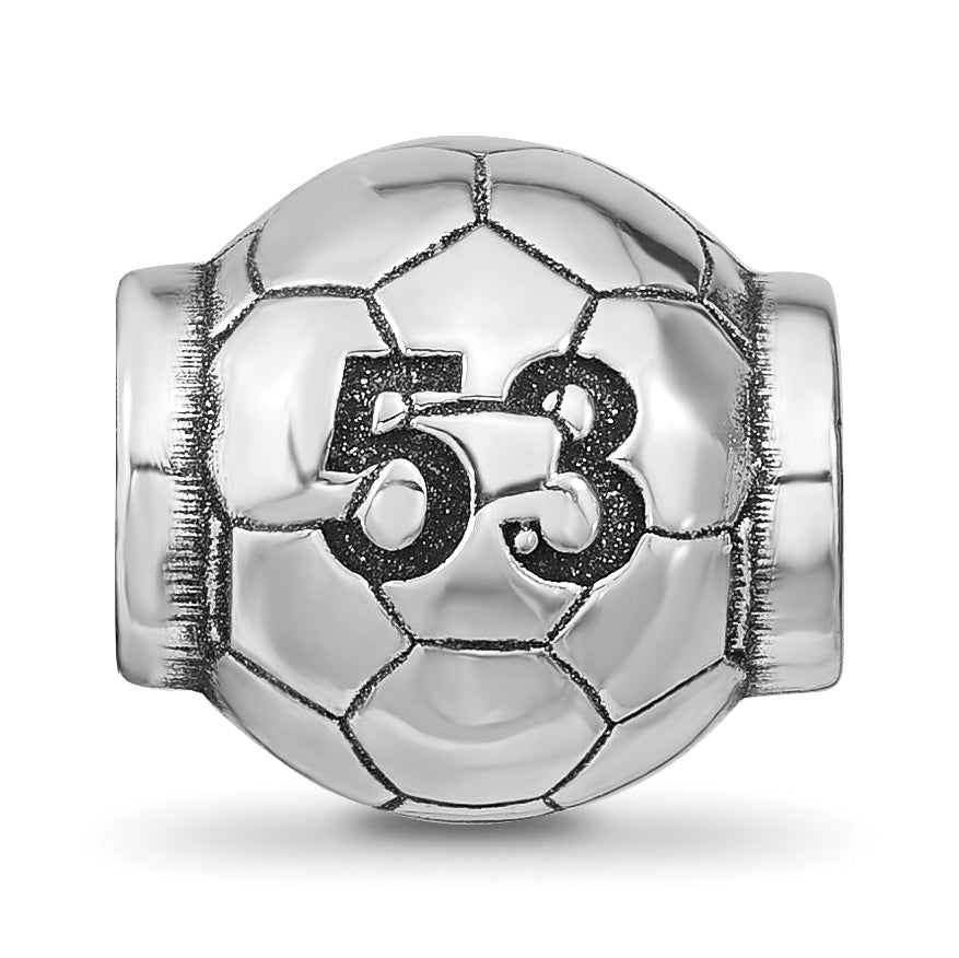 Sterling Silver Reflection Personalized Soccer Ball Bead