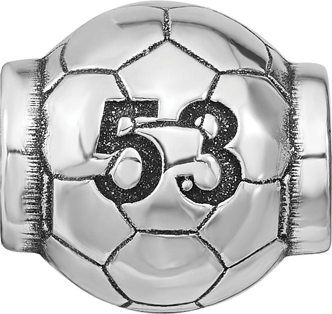 Sterling Silver Reflection Personalized Soccer Ball Bead