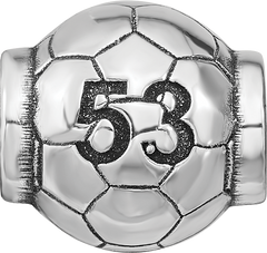 Sterling Silver Reflection Personalized Soccer Ball Bead