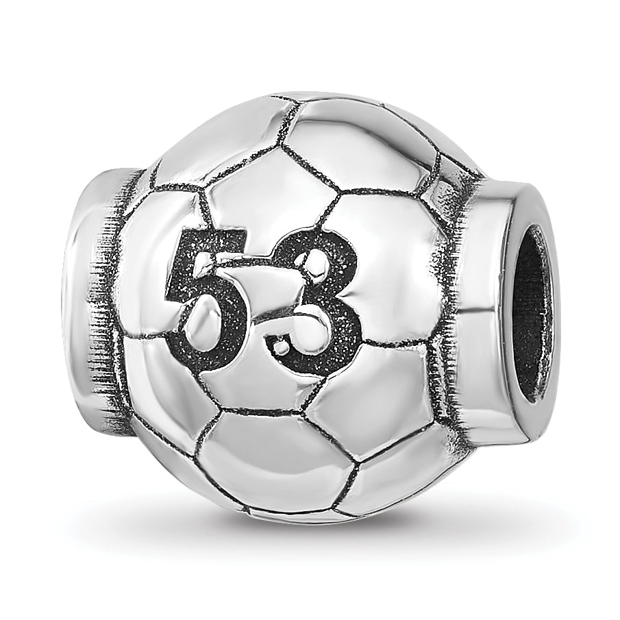 Sterling Silver Reflection Personalized Soccer Ball Bead