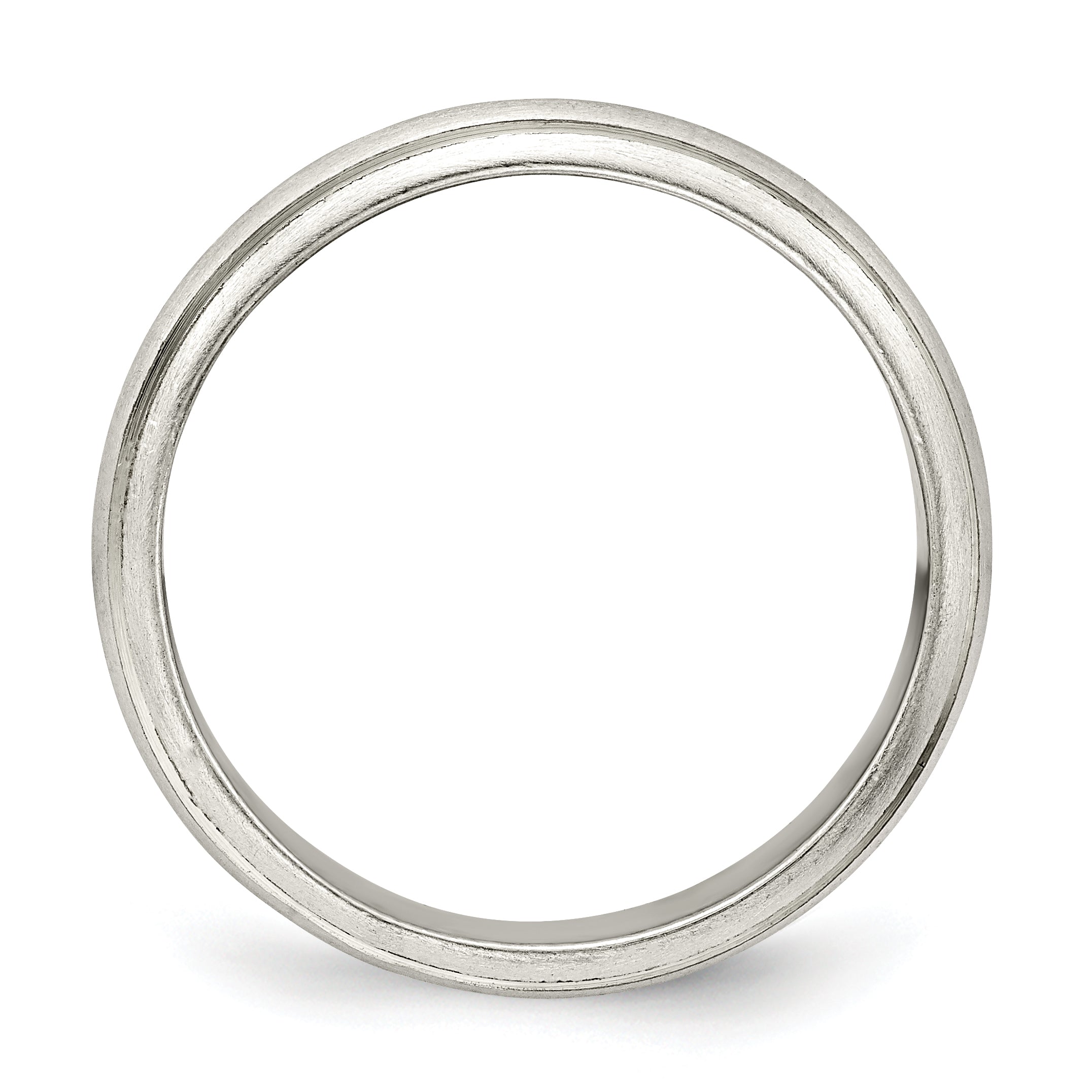 Sterling Silver 4mm Satin Half Round with Edge Lines Size 4 Band