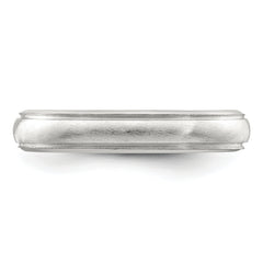 Sterling Silver 4mm Satin Half Round with Edge Lines Size 4 Band