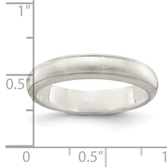 Sterling Silver 4mm Satin Half Round with Edge Lines Size 4 Band