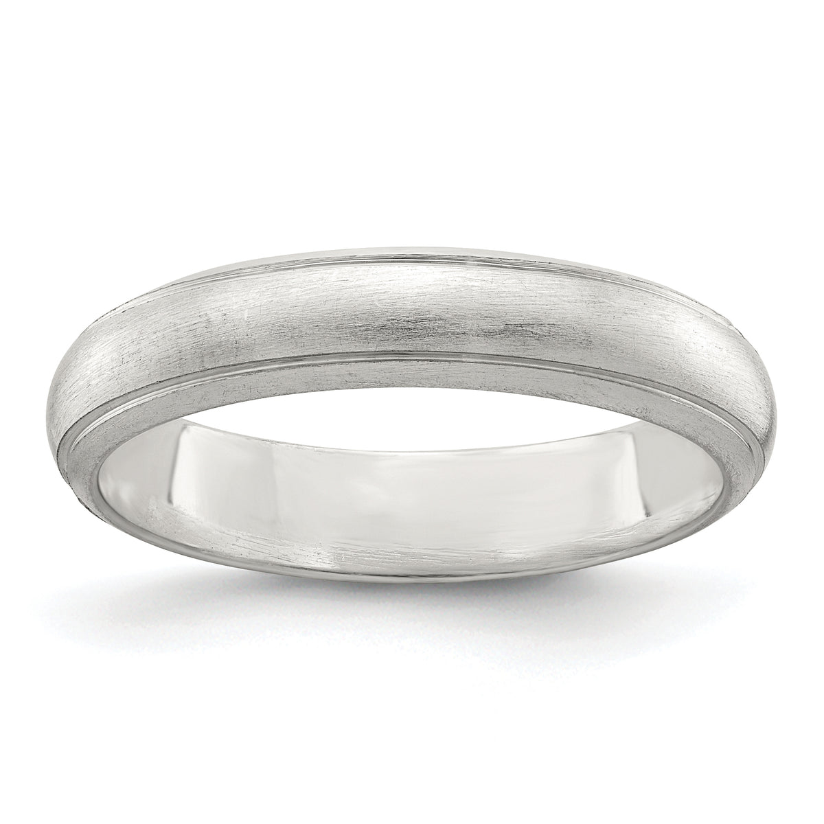 Sterling Silver 4mm Satin Half Round with Edge Lines Size 12 Band