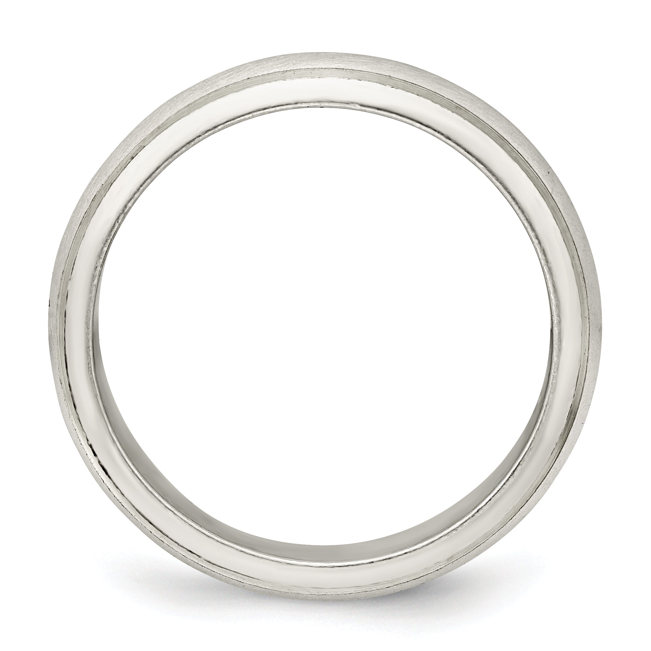 Sterling Silver 5mm Satin Half Round with Edge Lines Size 4 Band