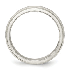 Sterling Silver 5mm Satin Half Round with Edge Lines Size 4 Band