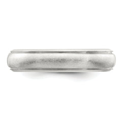 Sterling Silver 5mm Satin Half Round with Edge Lines Size 4 Band