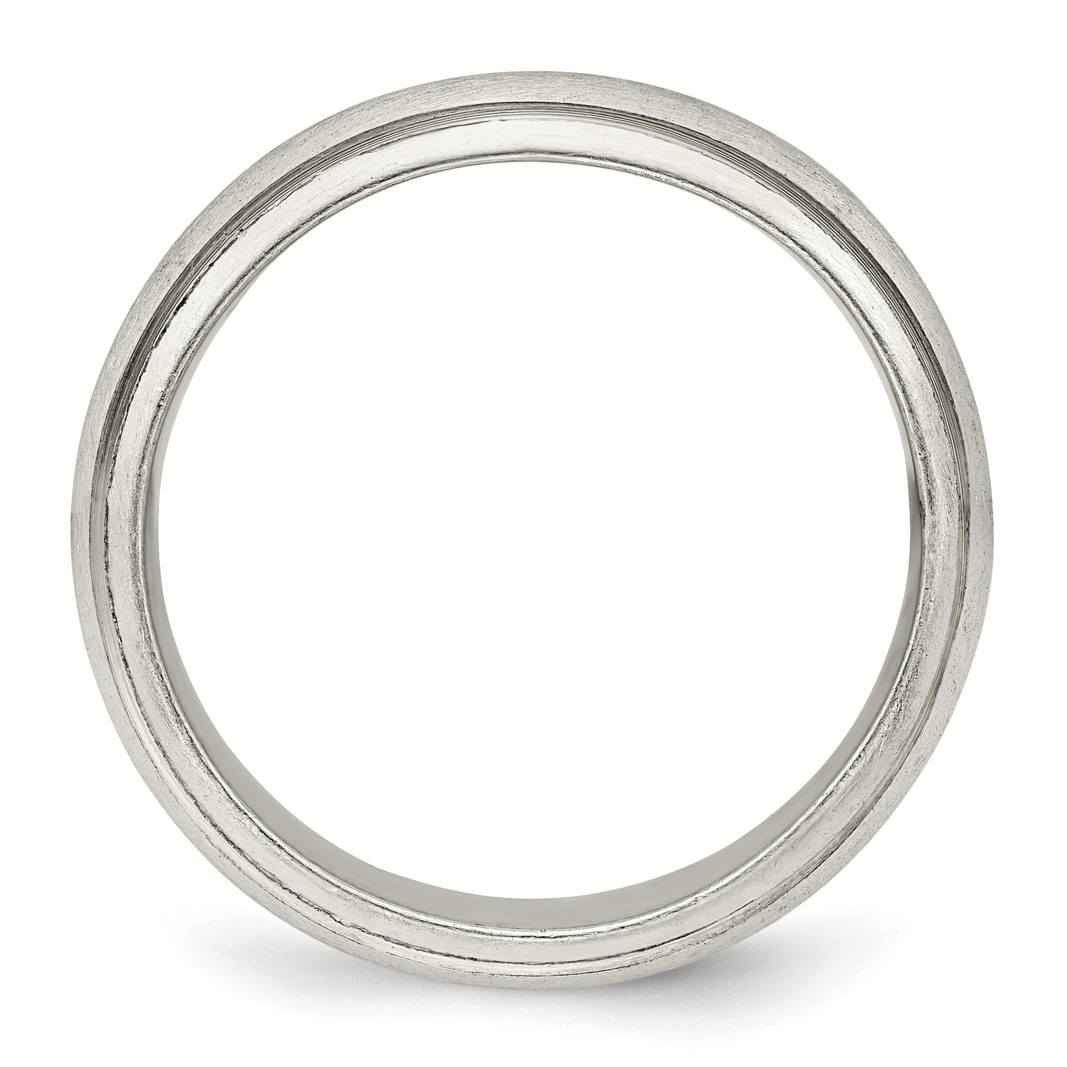 Sterling Silver 6mm Satin Half Round with Edge Lines Size 4 Band