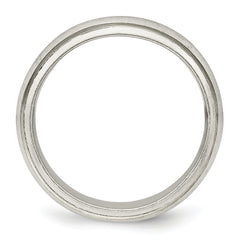 Sterling Silver 6mm Satin Half Round with Edge Lines Size 4 Band