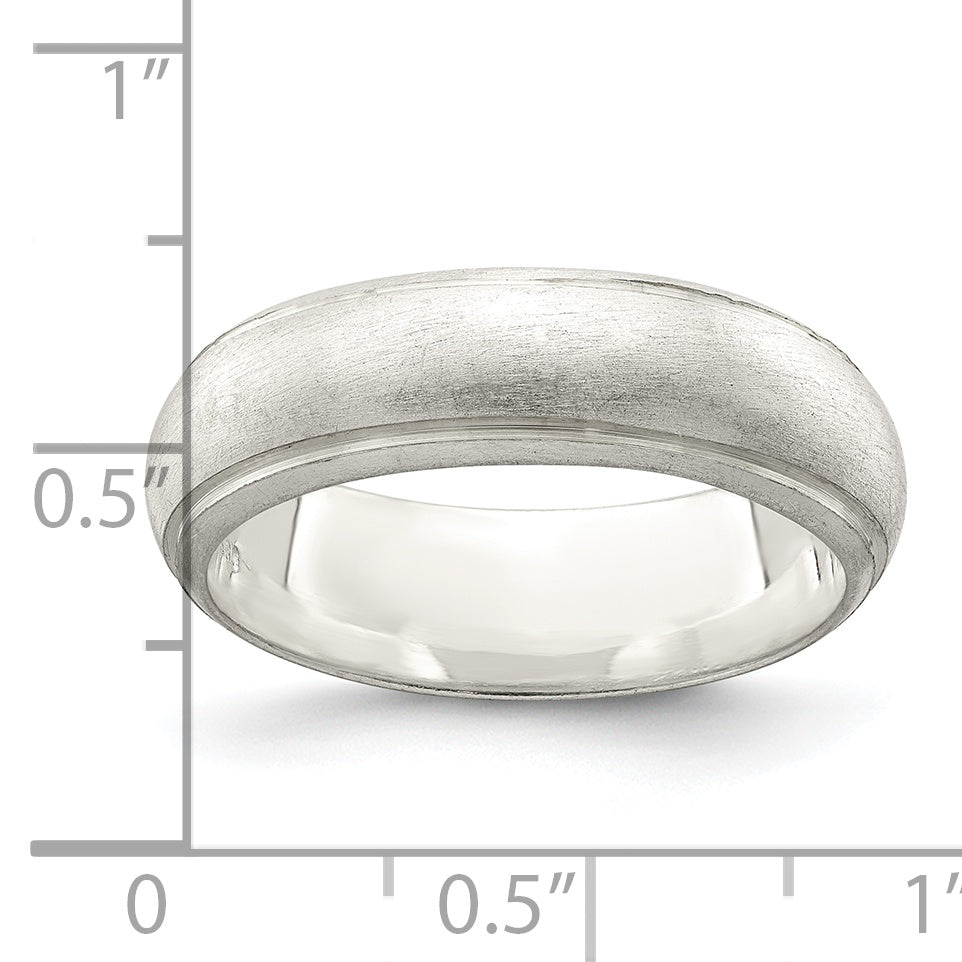 Sterling Silver 6mm Satin Half Round with Edge Lines Size 4 Band