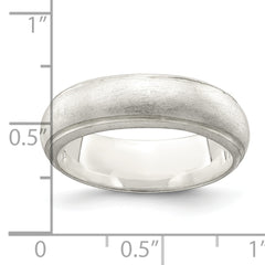 Sterling Silver 6mm Satin Half Round with Edge Lines Size 4 Band