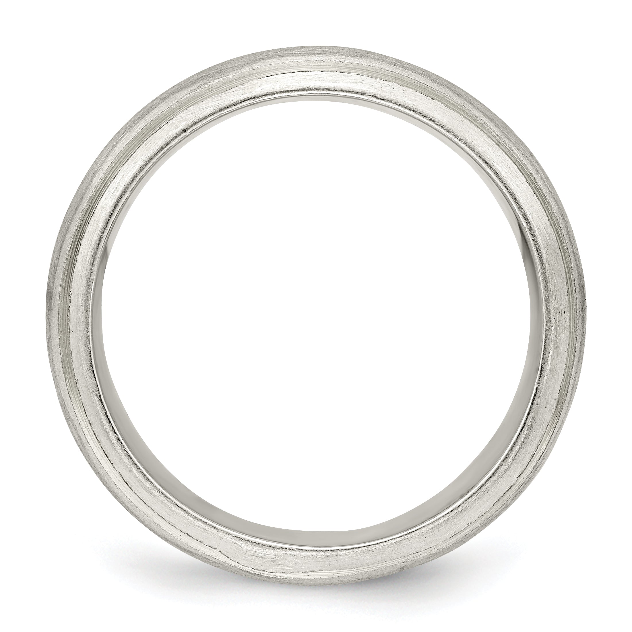 Sterling Silver 7mm Satin Half Round with Edge Lines Size 5 Band