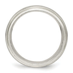 Sterling Silver 7mm Satin Half Round with Edge Lines Size 5 Band