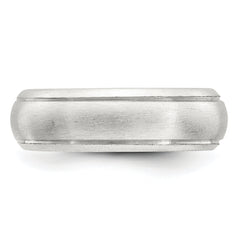 Sterling Silver 7mm Satin Half Round with Edge Lines Size 5 Band