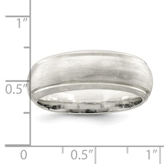 Sterling Silver 7mm Satin Half Round with Edge Lines Size 5 Band