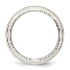 Sterling Silver 8mm Satin Half Round with Edge Lines Size 6 Band