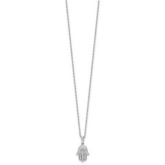 Sterling Shimmer Sterling Silver Rhodium-plated CZ 28 Stone 16 inch with 2 inch extension Chamseh/Hamsa Necklace