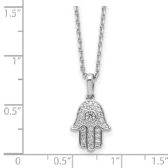 Sterling Shimmer Sterling Silver Rhodium-plated CZ 28 Stone 16 inch with 2 inch extension Chamseh/Hamsa Necklace