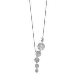 Sterling Shimmer Sterling Silver Rhodium-plated CZ 178 Stone 16 inch with 2 inch extender Circle Drop Necklace